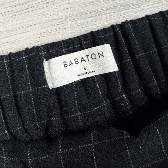 Aritzia Babaton Atelier Womens Navy Check Cropped Work Pants Size 6 - Picture 2 of 6